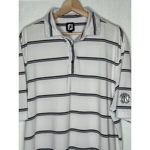 FootJoy Golf Polo‎ Shirt Mens L White Striped Performance Tustin Ranch Golf Club